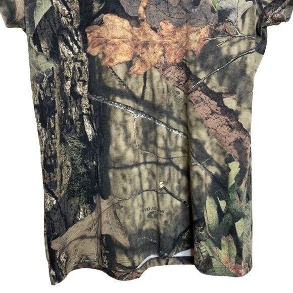Mossy Oak Tee Shirt Break Country Fitted Camo Camouflage Hunting V-neck Top M - Picture 2 of 7